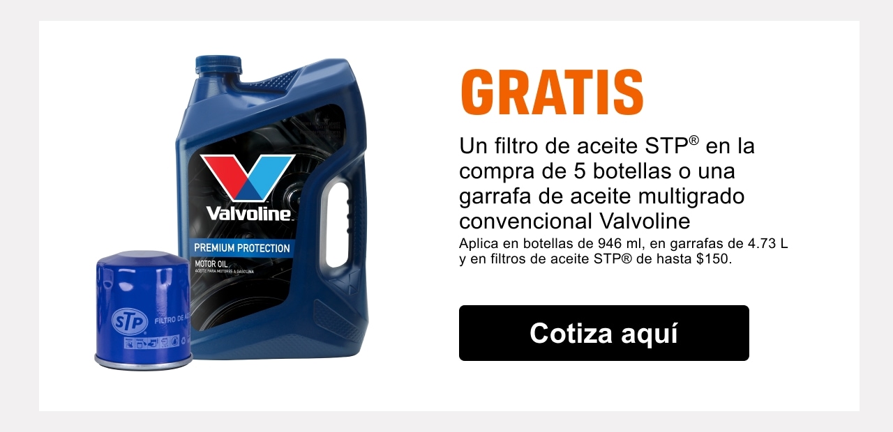 Gratis un filtro STP en la compra de una garrafa de aceite Valvoline